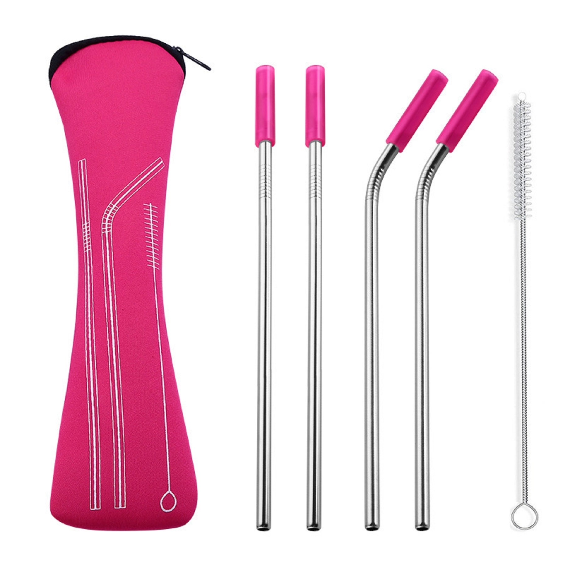 Stainless Steel Drinking Straw with Cleaner in Neoprene Bag 6