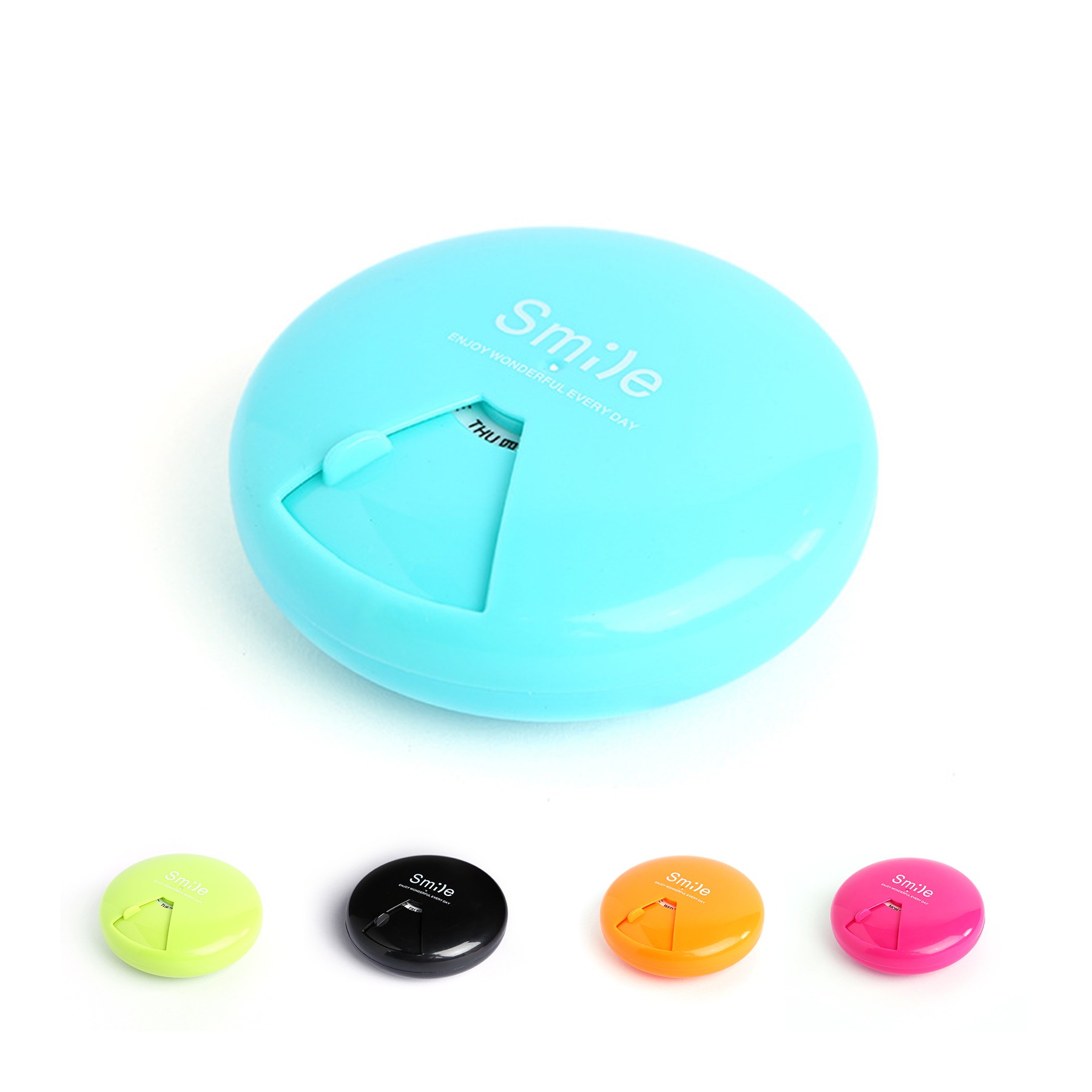 Round Rotating Plastic Pill Box