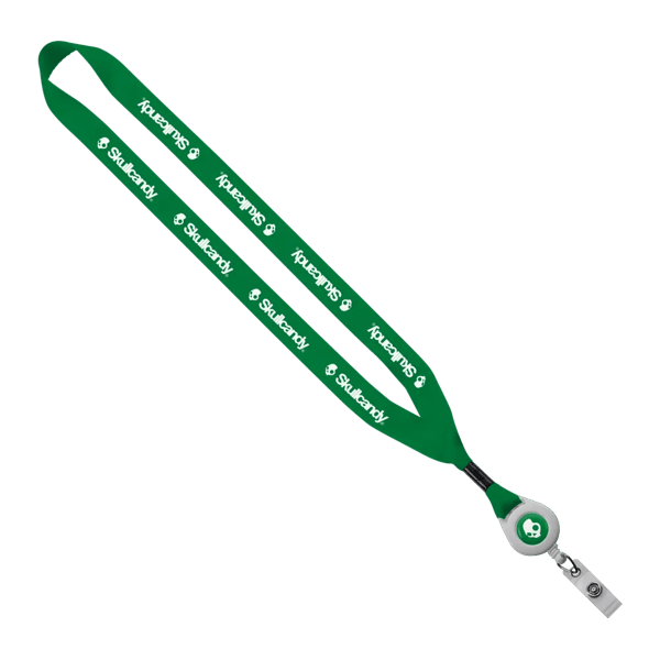 3/4" Polyester Lanyard with Metal Crimp & Retractable Badge Reel 280