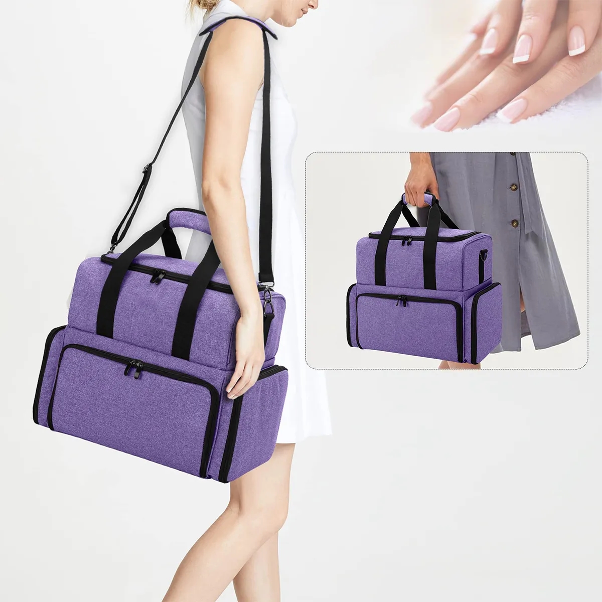 Large Cosmetic Storage Bag Detachable Divider Nail Make Up 2