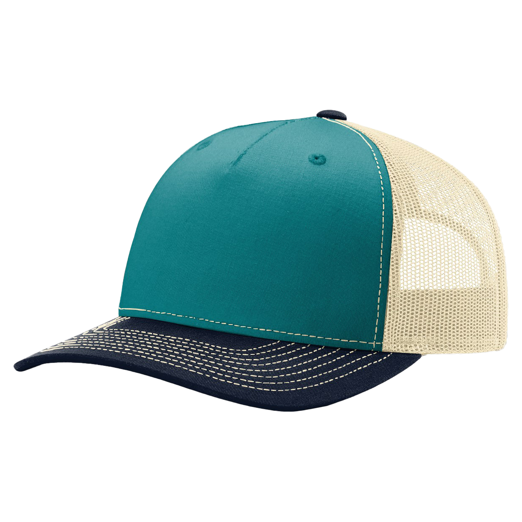 Richardson 112FP 5-Panel Snapback Trucker Hat w/Leatherette Adhesive Patches or Embroidery 8