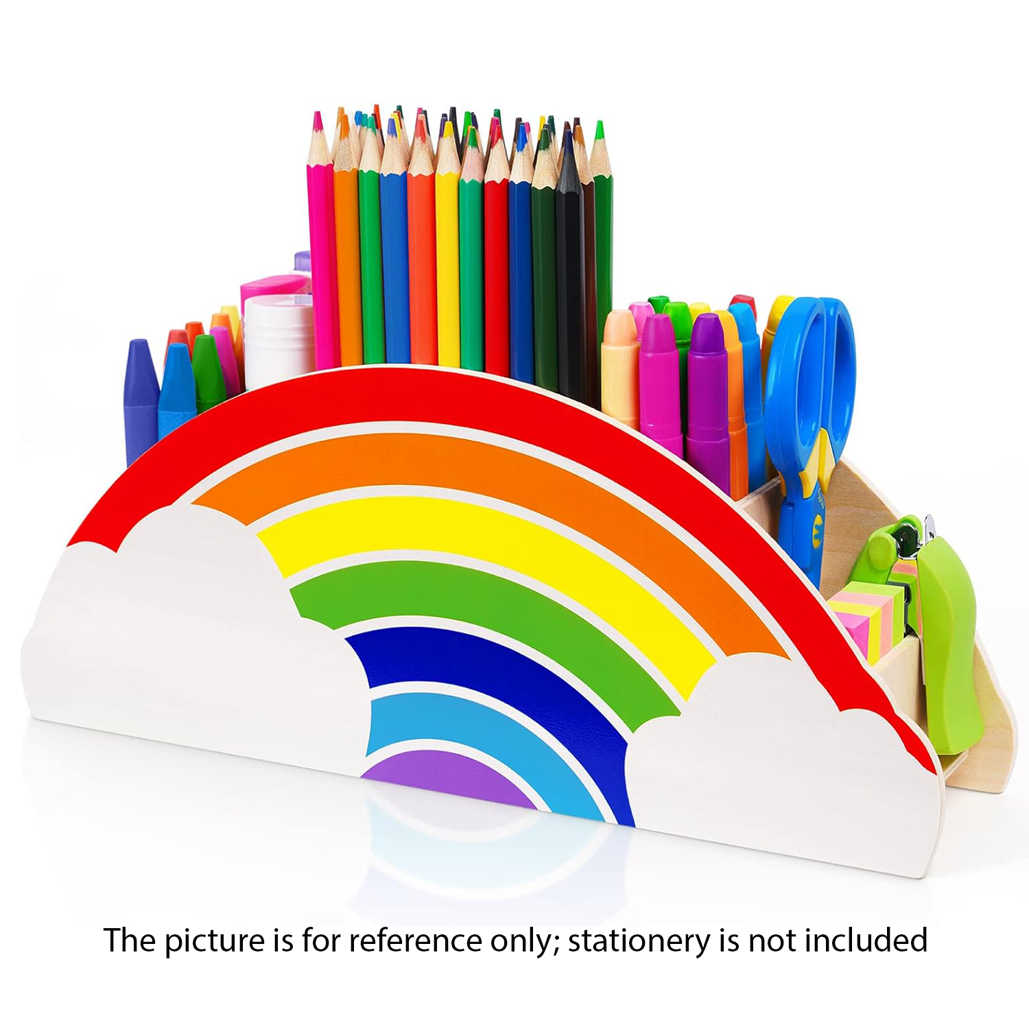 Rainbow Wooden Desk Organizer Pen Pencil Holder 7