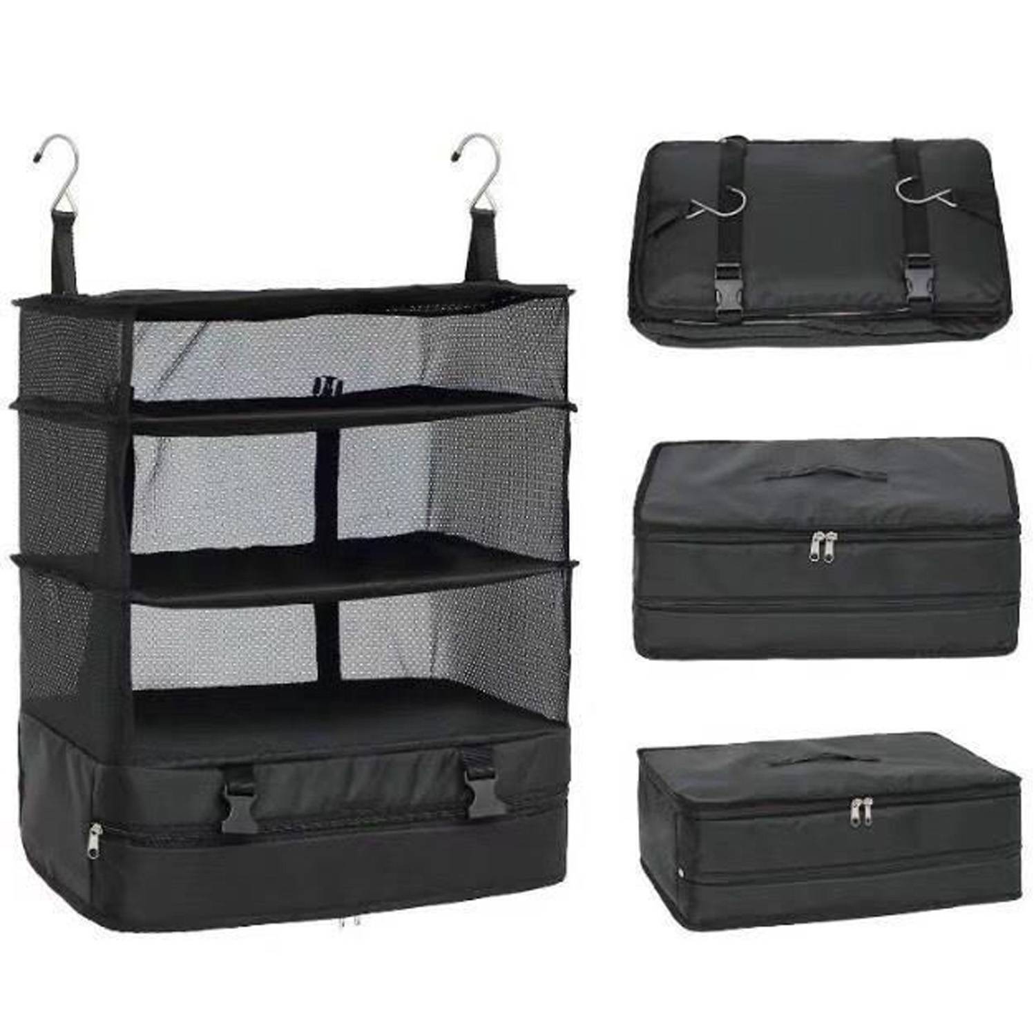 3 Layes Polyester Foldable Travel Storage Bag With Two Hooks 2