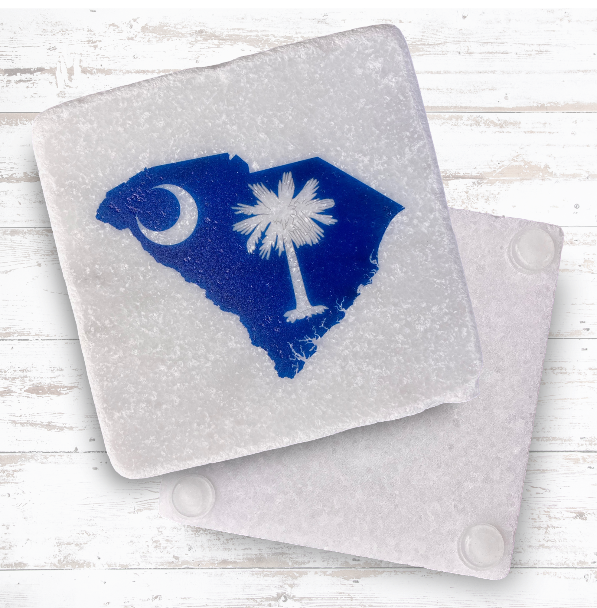 Square Coaster White Tumbled Marble 10