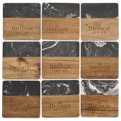 Black Marble and Wood Coaster Set 32