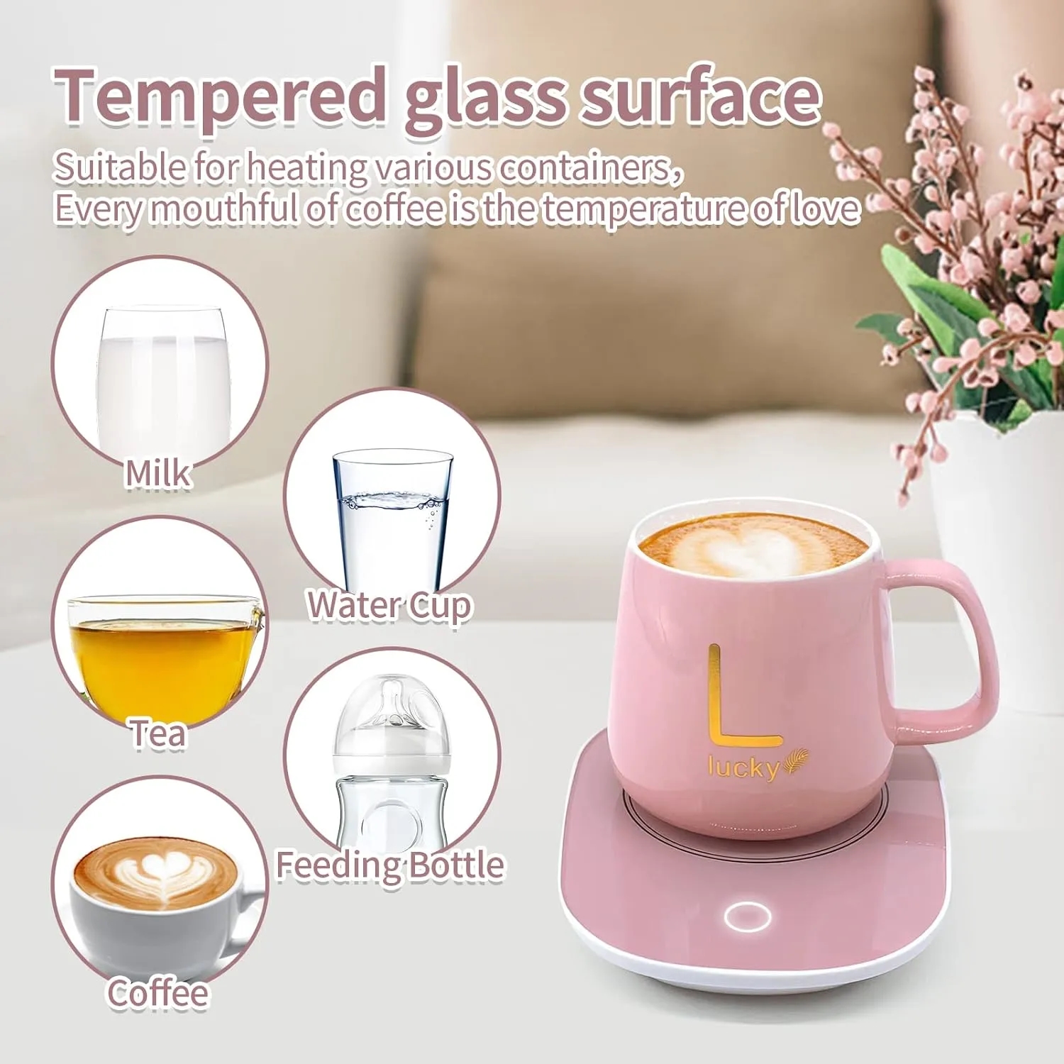 Coffee Mug Warmer Electric Beverage with Lid 3