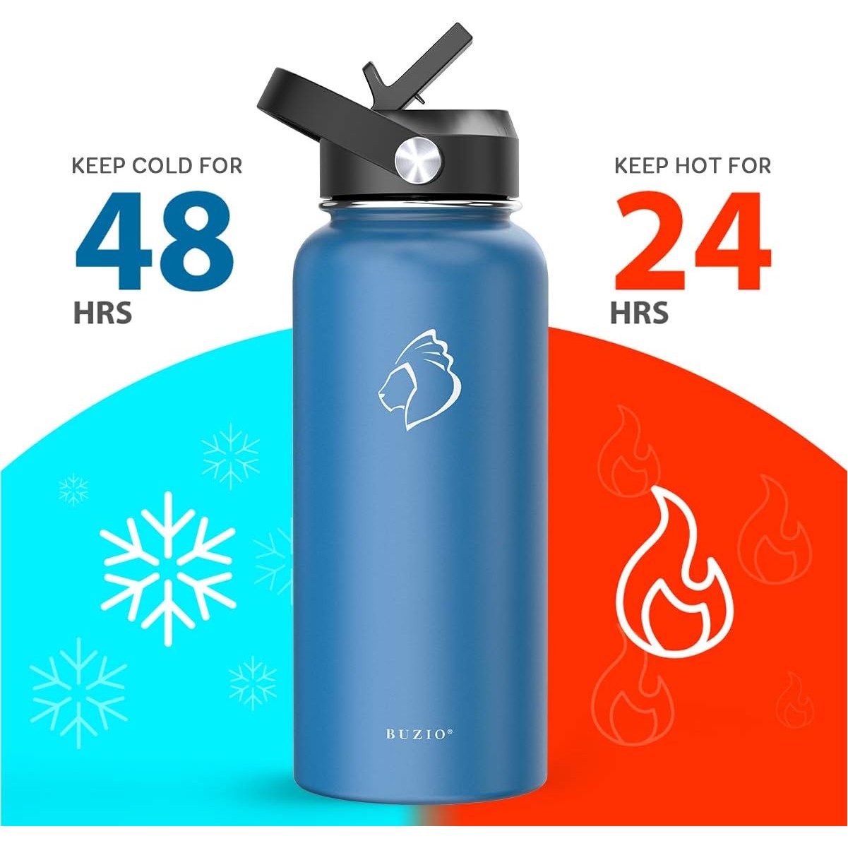 32 oz Vacuum Insulated Stainless Steel Water Bottle with Straw Lid and Flex Cap, custom water bottle with logo imprint 4