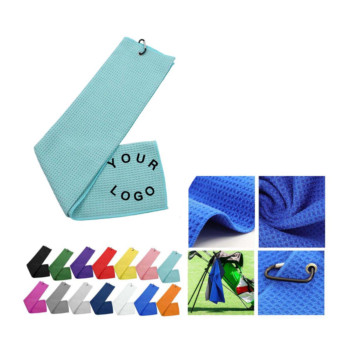 Soft Microfiber Golf Towel with Metal Clip 2