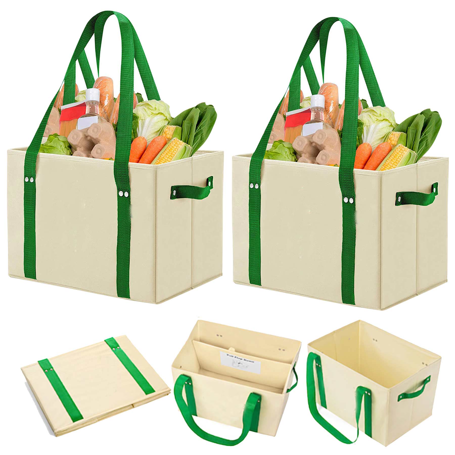 Heavy Duty Foldable Washable Canvas Tote Shopping Basket Box Bag 1