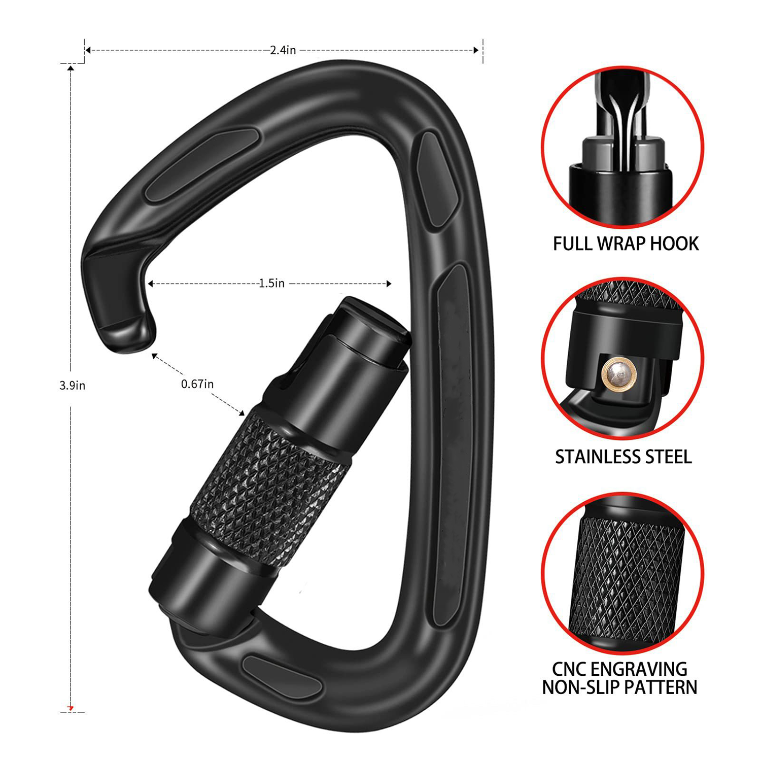 Locking Climbing Carabiner Clips 3