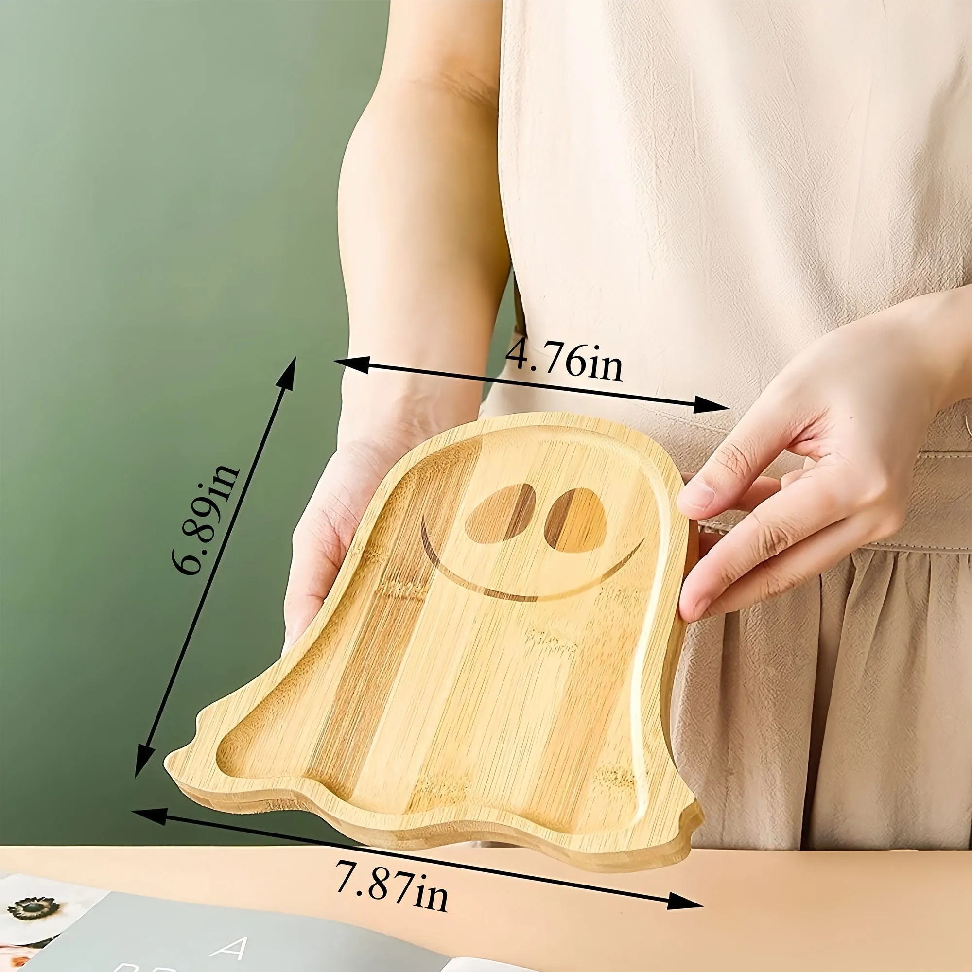 Halloween Wooden Tray Set With Pumpkin And Ghost Plates 2