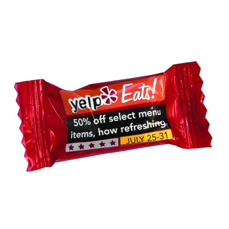 4 Color Process Wrapped Red Striped Peppermint Mega Mints 1