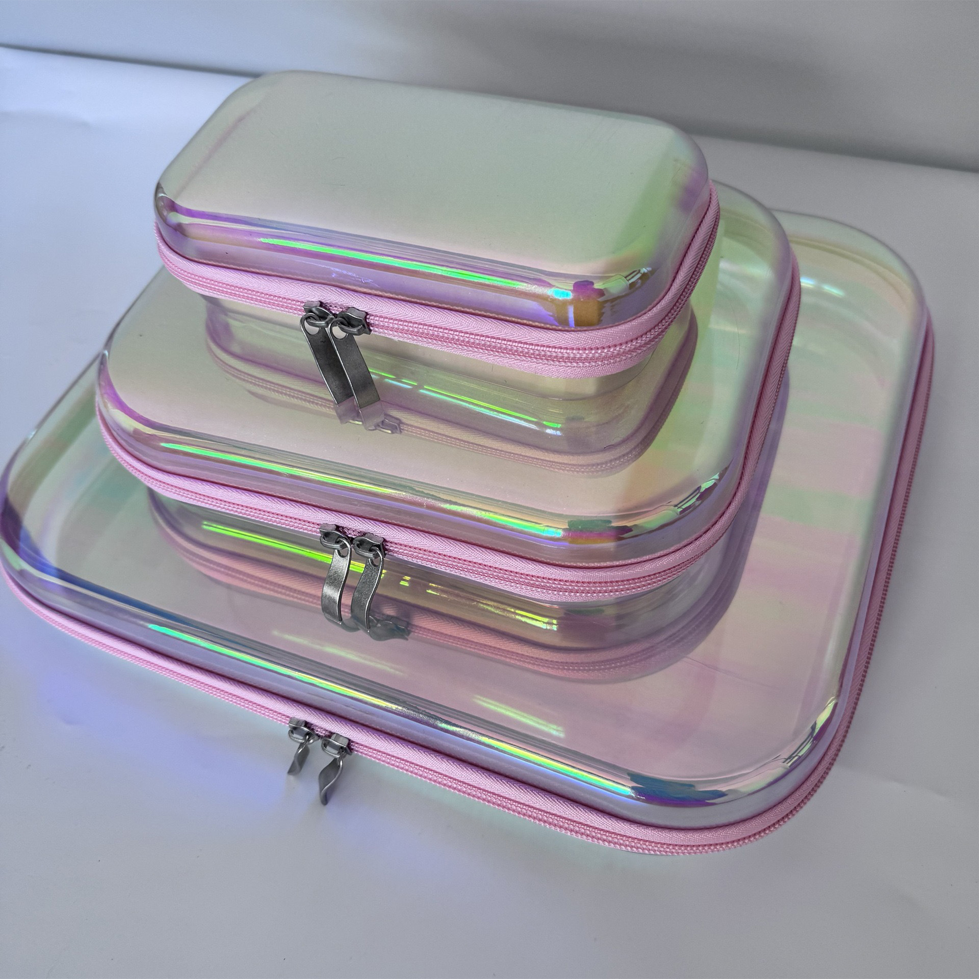 Iridescent Transparent Cosmetic Bag Desk Pen Storage 5