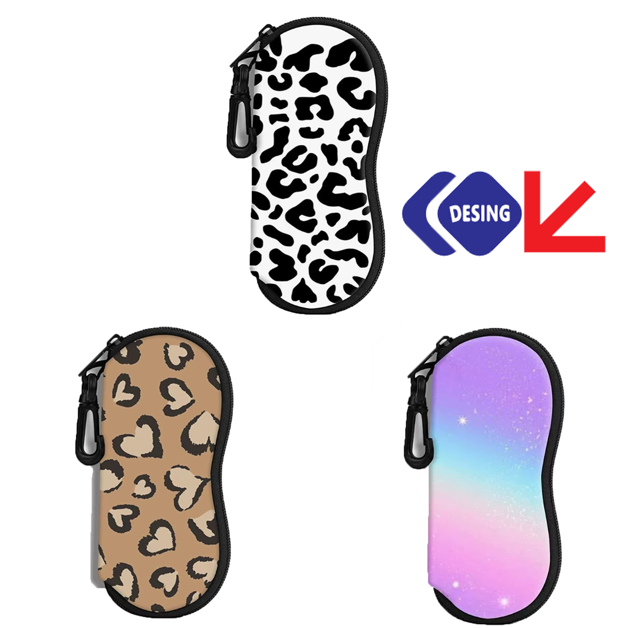 Full Color Glasses Case Zipper Wallet With Keychain 2