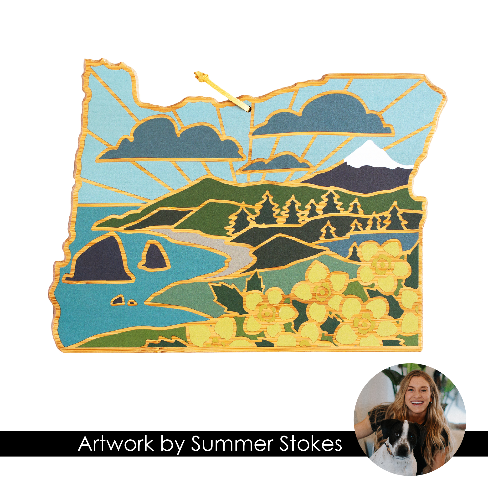 Oregon State Shaped Cutting and Serving Board with Artwork by Summer Stokes 7