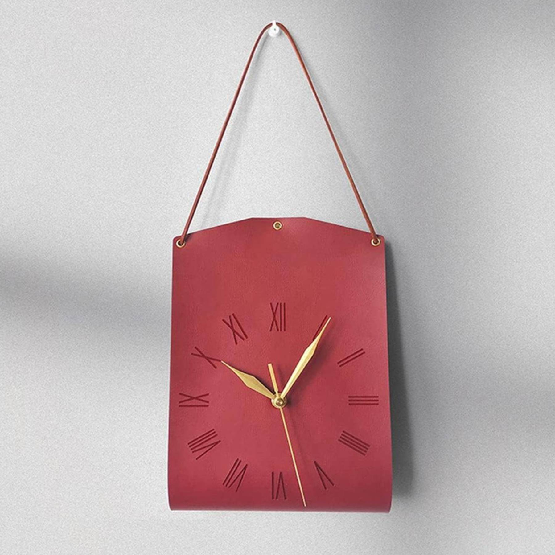 PU Leather Contemporary Design Art Wall Clock 4