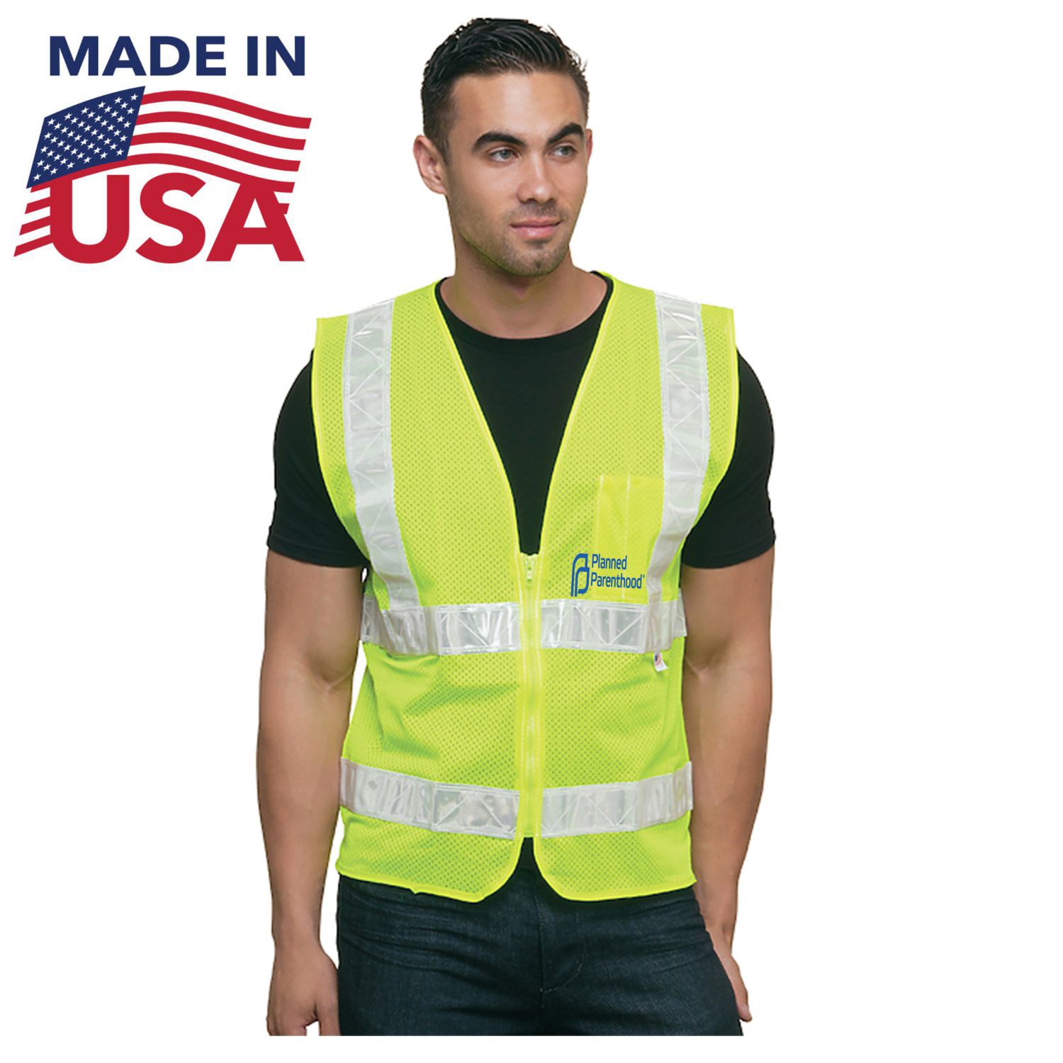 USA Made ANSI Class 2 Mesh Safety Vest with Pockets 2