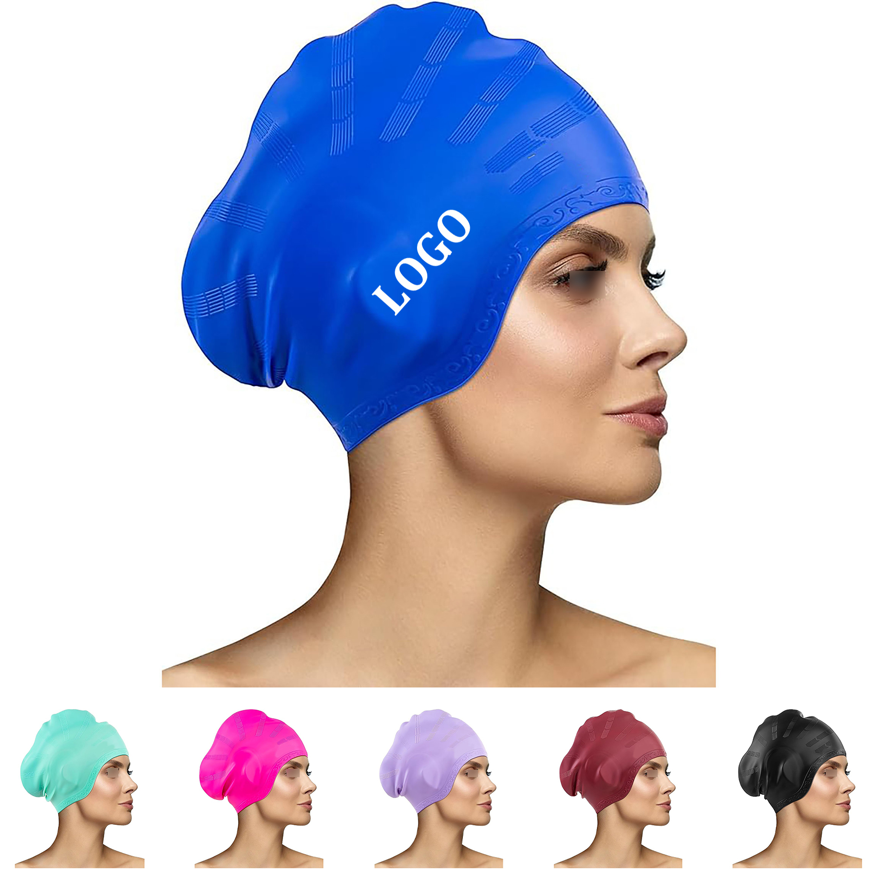 Long Hair Silicone Swimming Cap 3