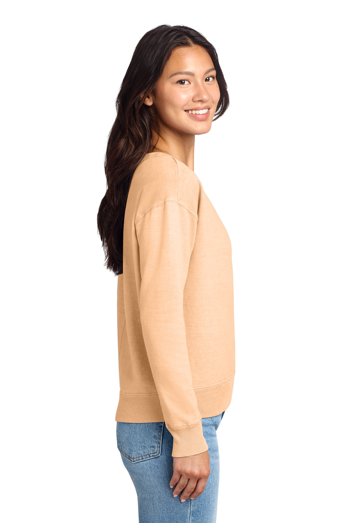 Port & Co Women's Beach Wash Garment-Dyed V-Neck Sweatshirt LPC098V 52