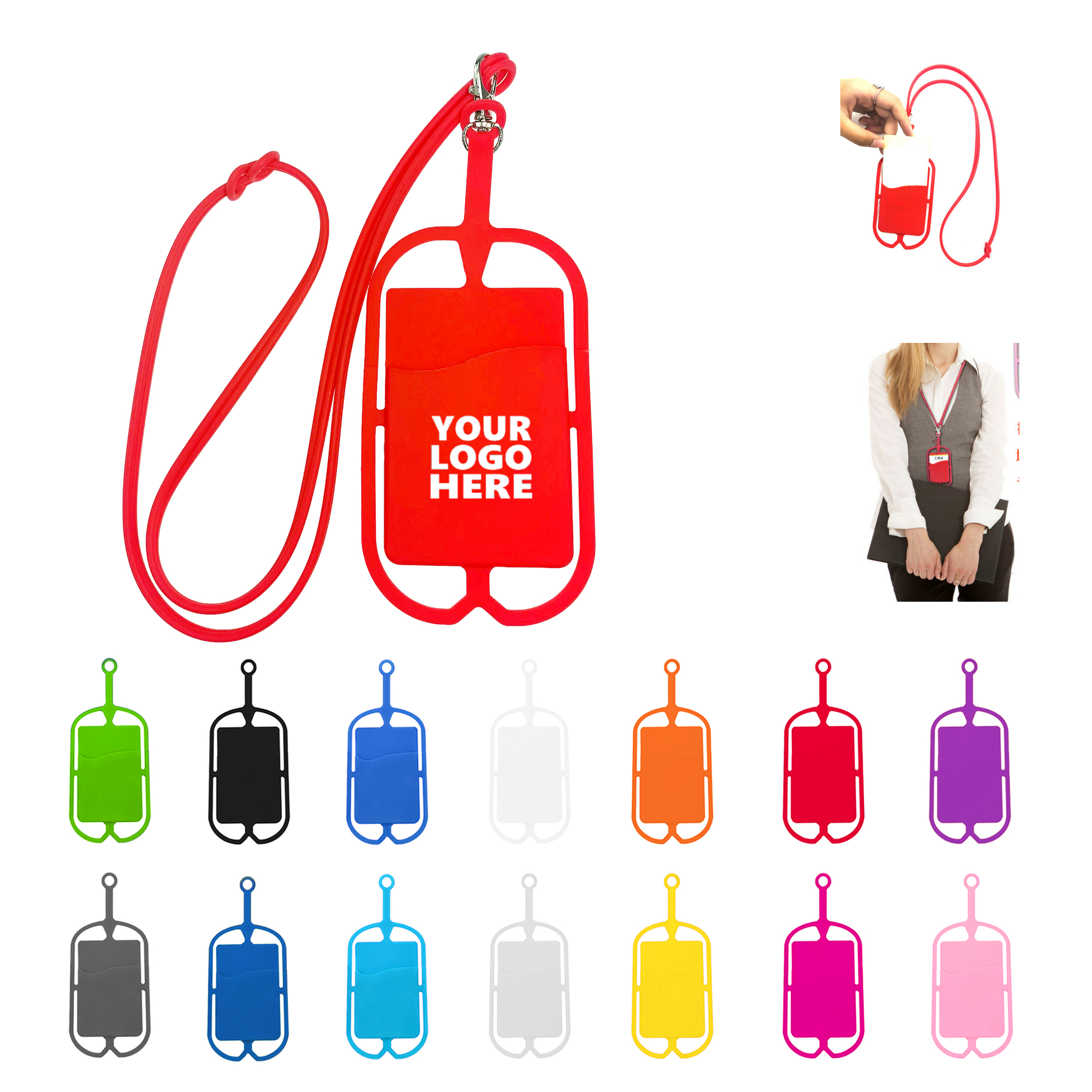 Multi-Functional Silicone Phone Case Cardholder With Lanyard 3