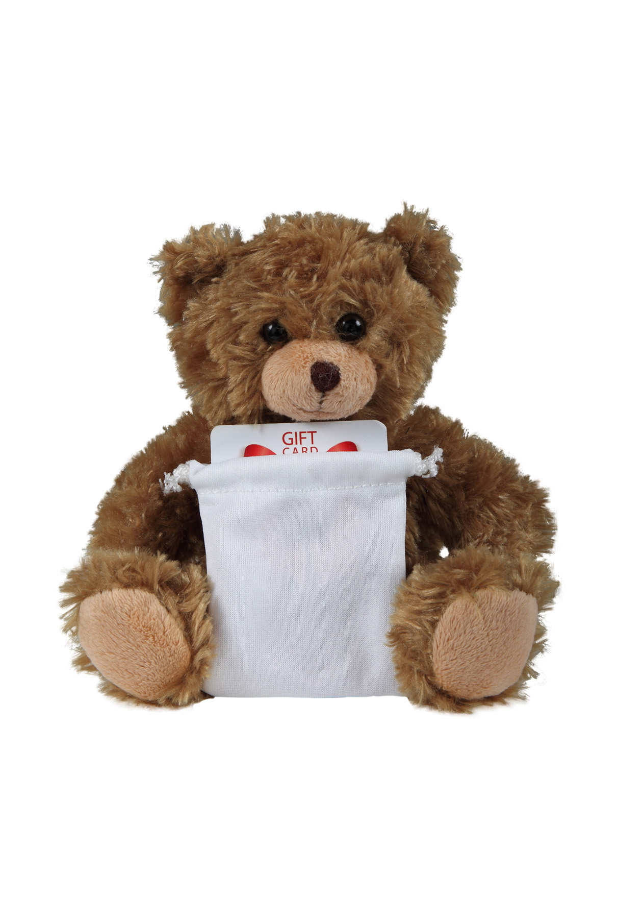 soft plush Mocha Curly Sitting Bear with gift card sack 4