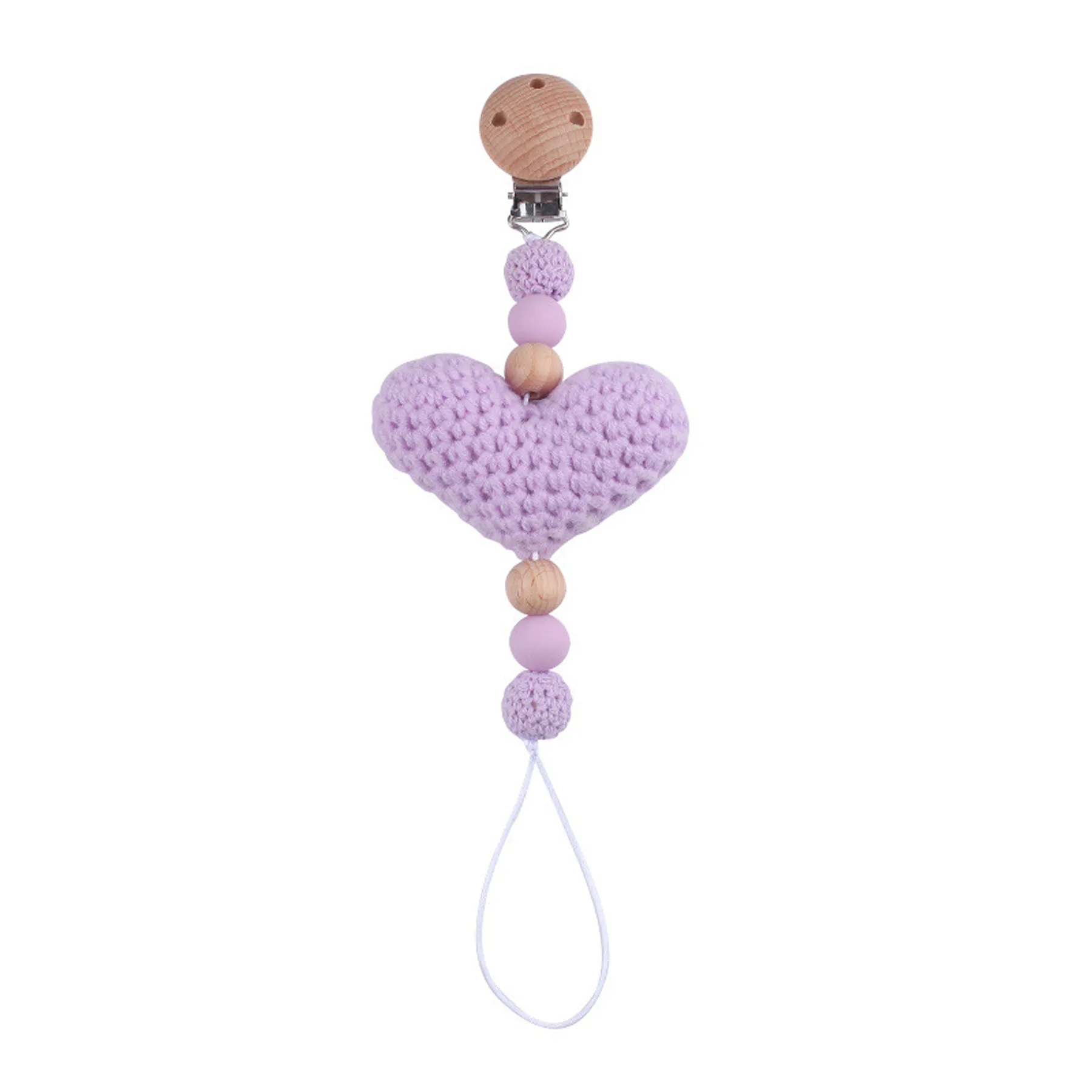 Knitted Heart Pacifier Chain 3