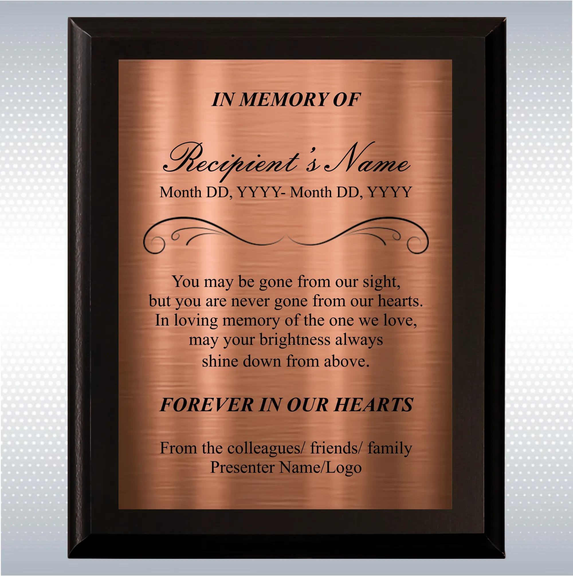 Black Matte Personalized Memorial Plaque Gift 5