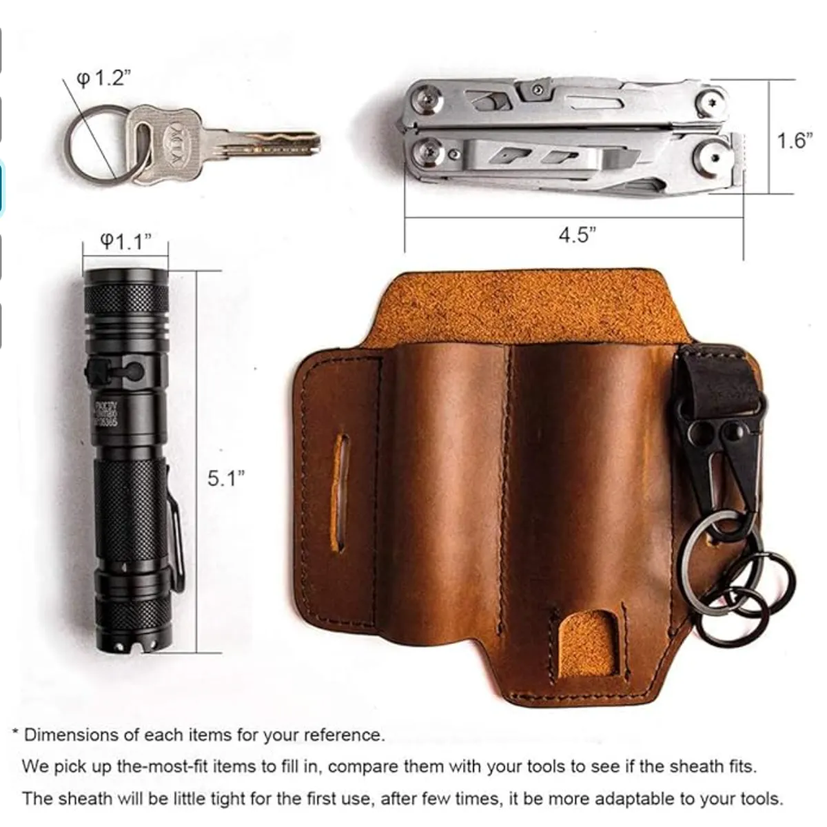 5 Pcs Durable Stylish Leather Multitool Belt Sheath 3