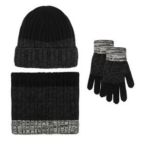 Winter Knit Hat Warmer Scarf Touchscreen Gloves Set 4