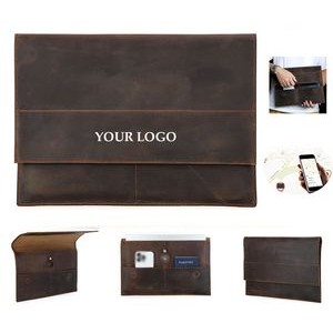 Leather Slim Laptop Business Portfolio With Tag 4