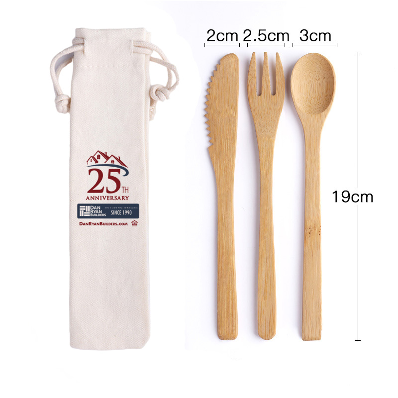 3Pcs Reusable Bamboo Utensils Cutlery Set 1