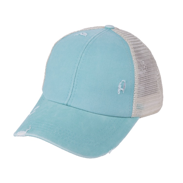 Washed Distressed Ponytail Baseball Cap 2