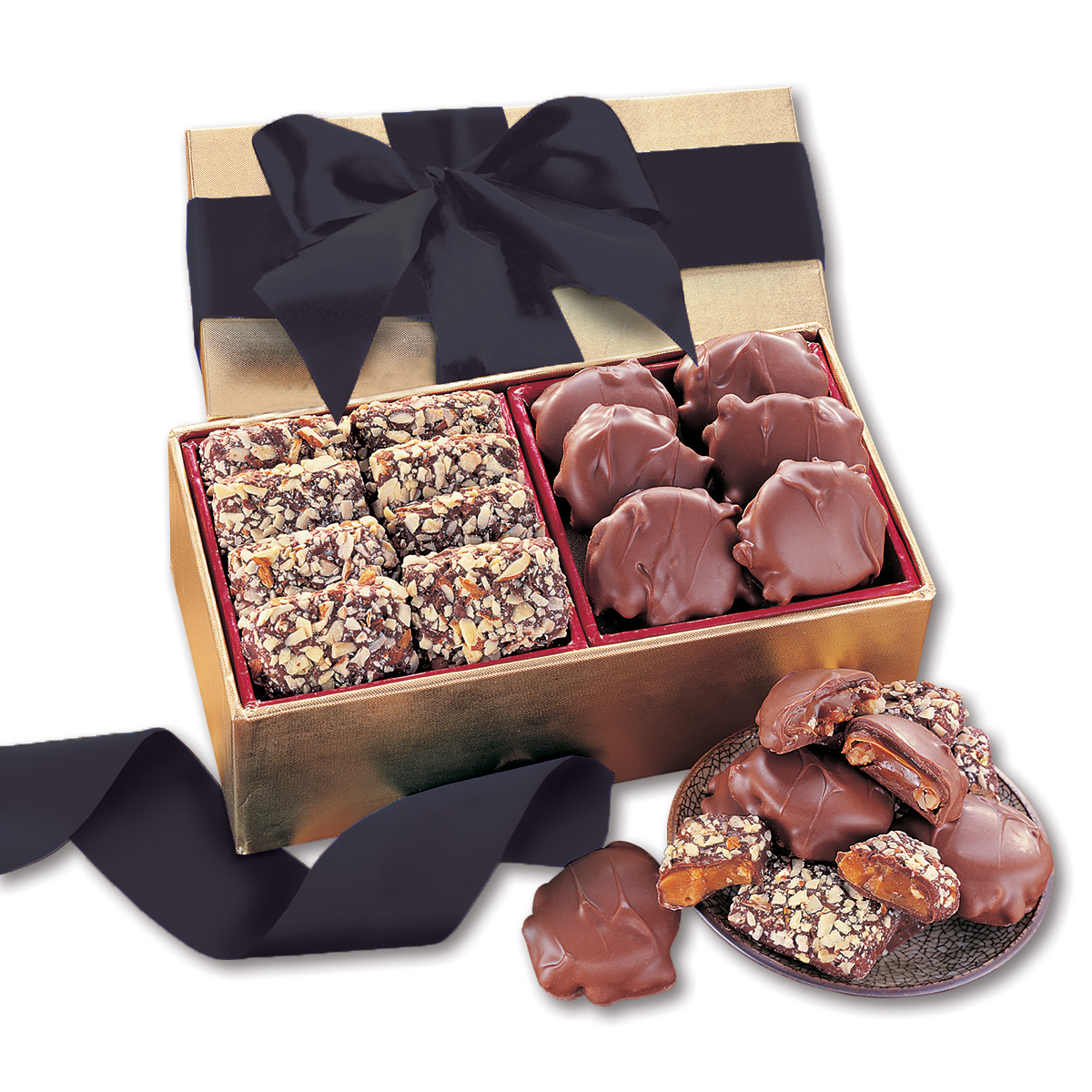 Toffee & Pecan Clusters in Gold Gift Box 1