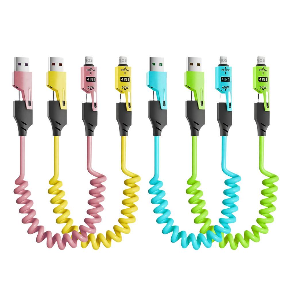 Retractable 4 in 1 USB Fast Charging Cable 65W 4