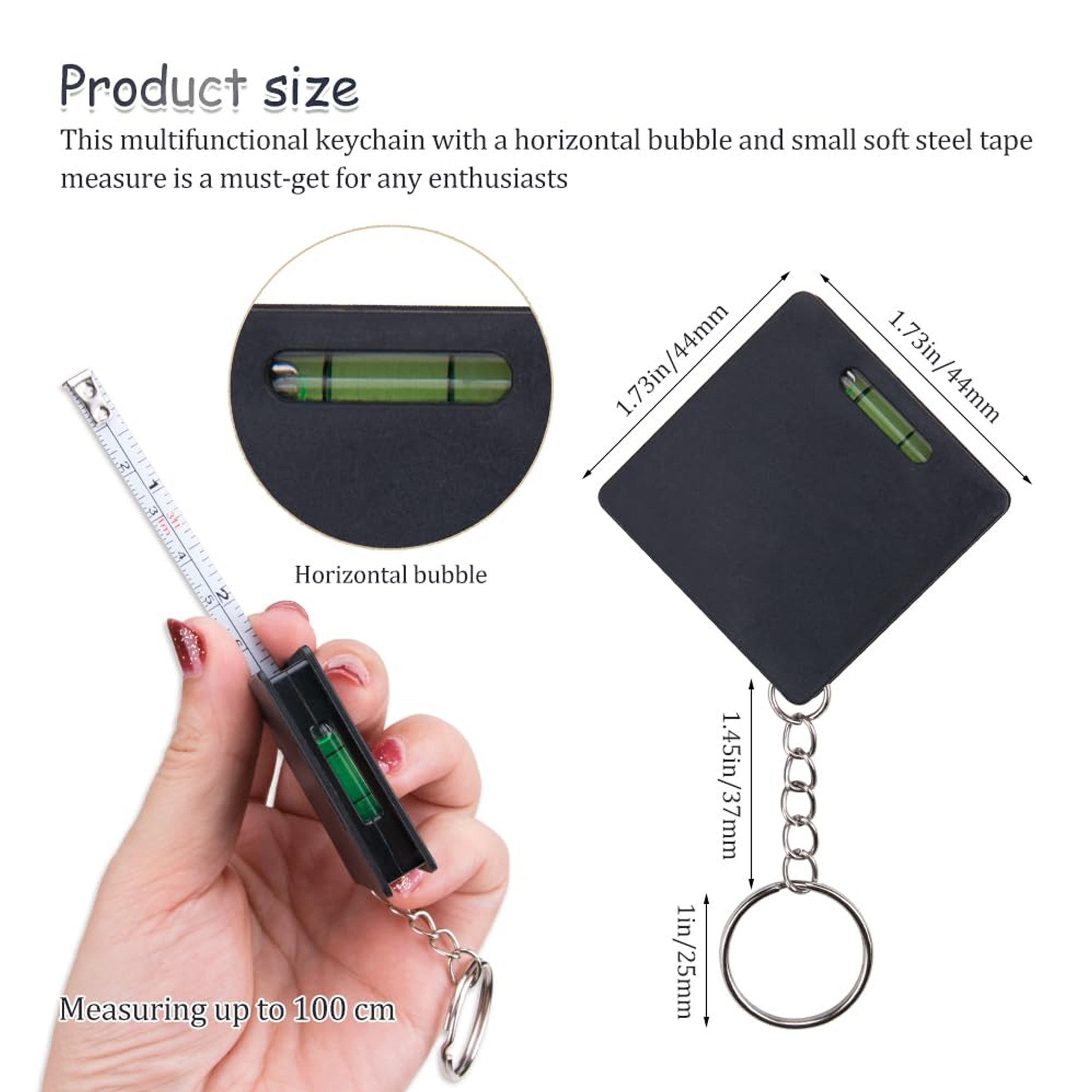 Portable Keychain Tape Measure & Level Tool 2