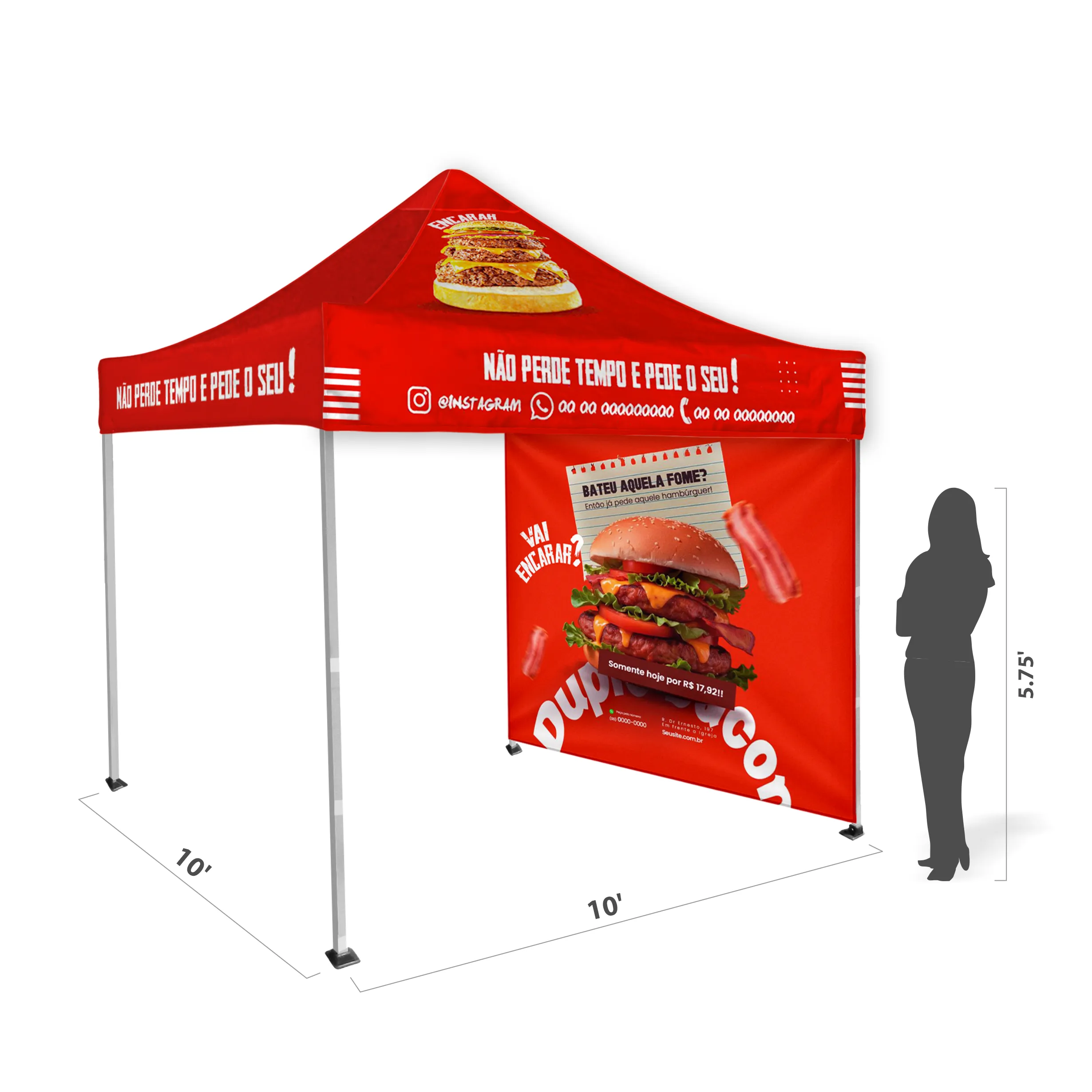 10'x10' Tent Canopy with frame and one full wall 9