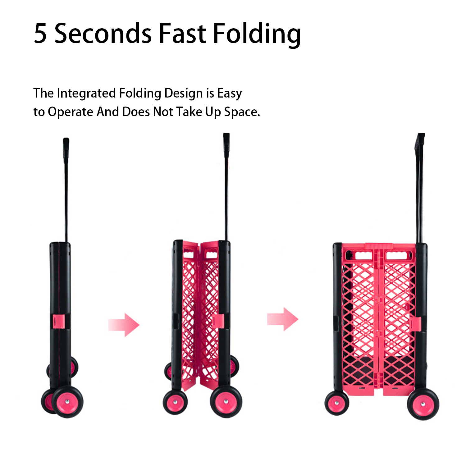 Foldable Mesh Cart, Rolling & Collapsible, Easy Storage 2