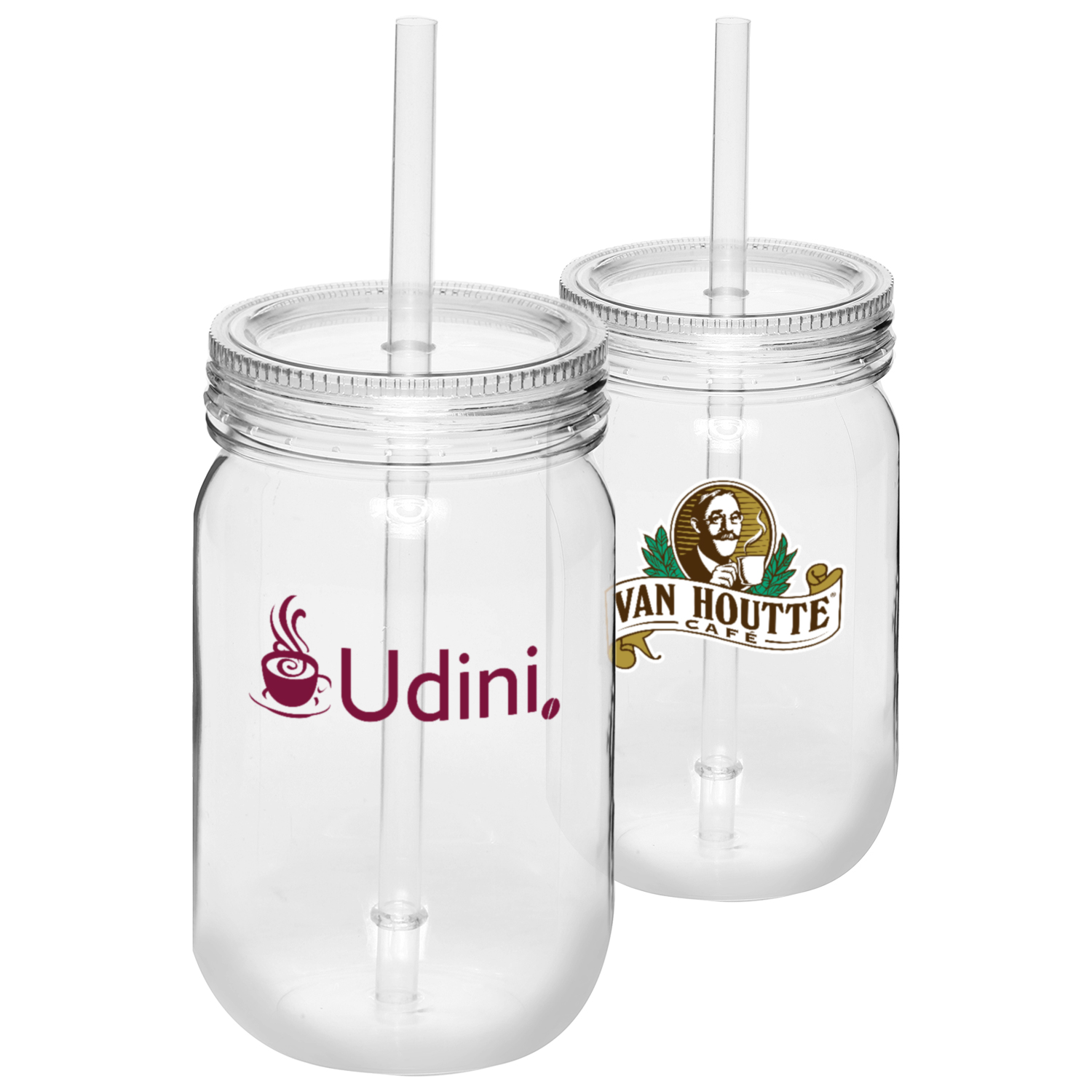 24 oz. Single Wall Plastic Mason Jars With Straw 2