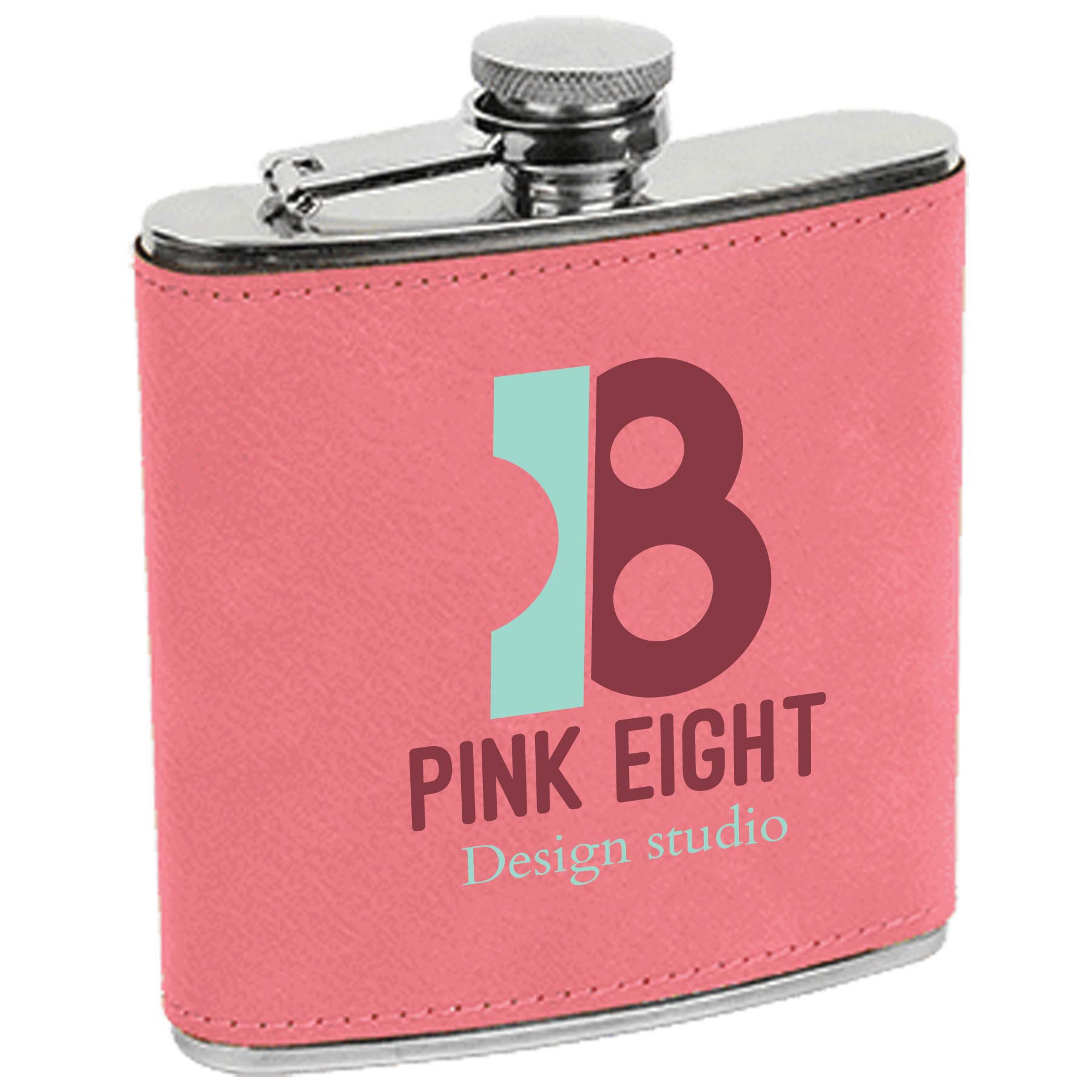 Pink Leatherette Stainless Steel Flask 2