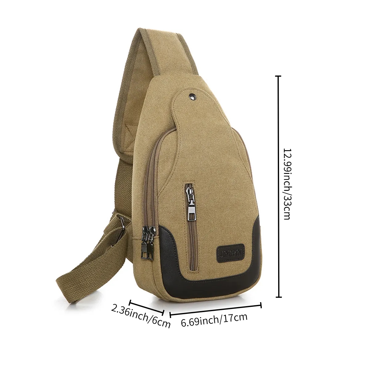 Anti-Theft Canvas Crossbody Sling Bag With Multi-Zip Pockets 5