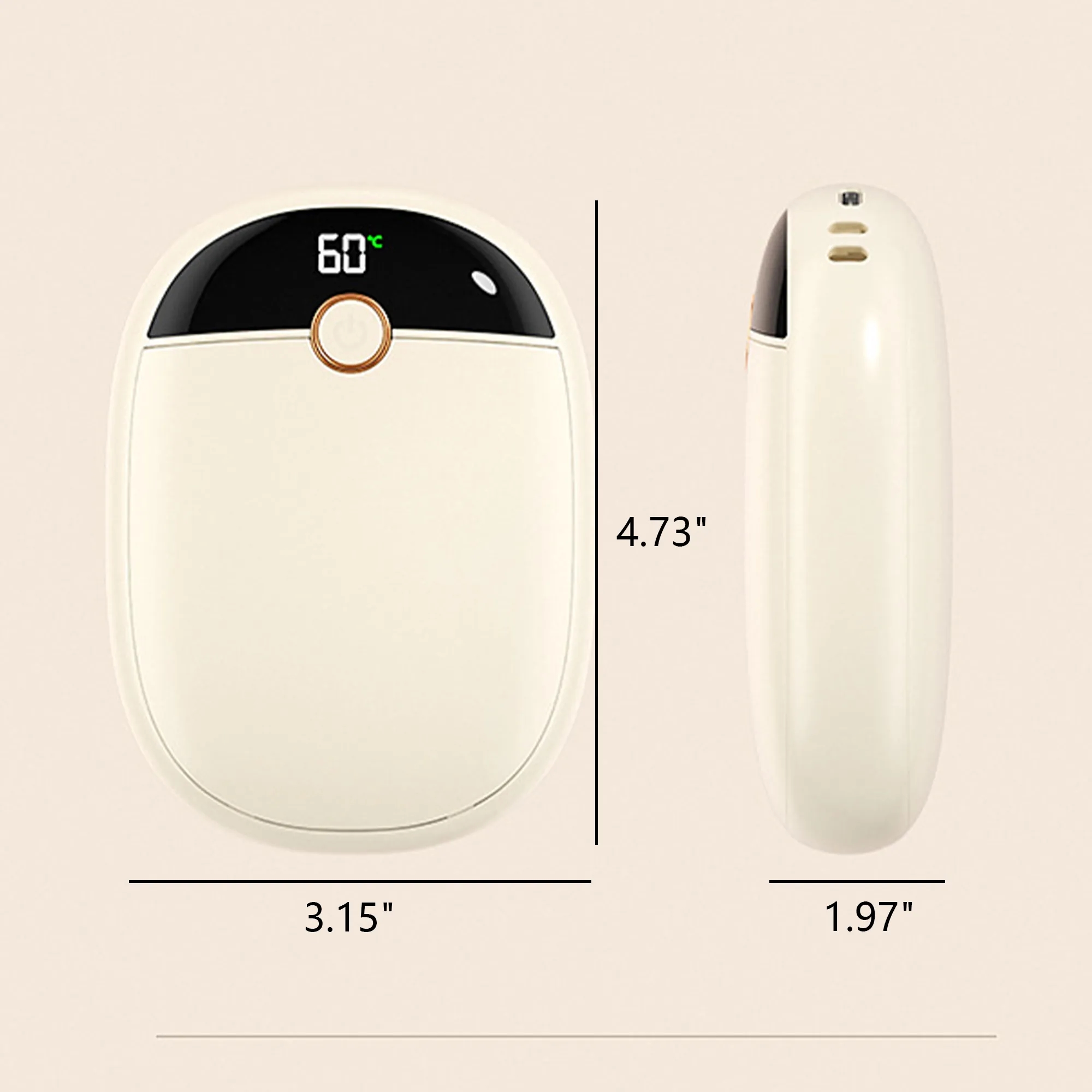 6000 mAh Digital Display Double-sided Heating Power Bank 3