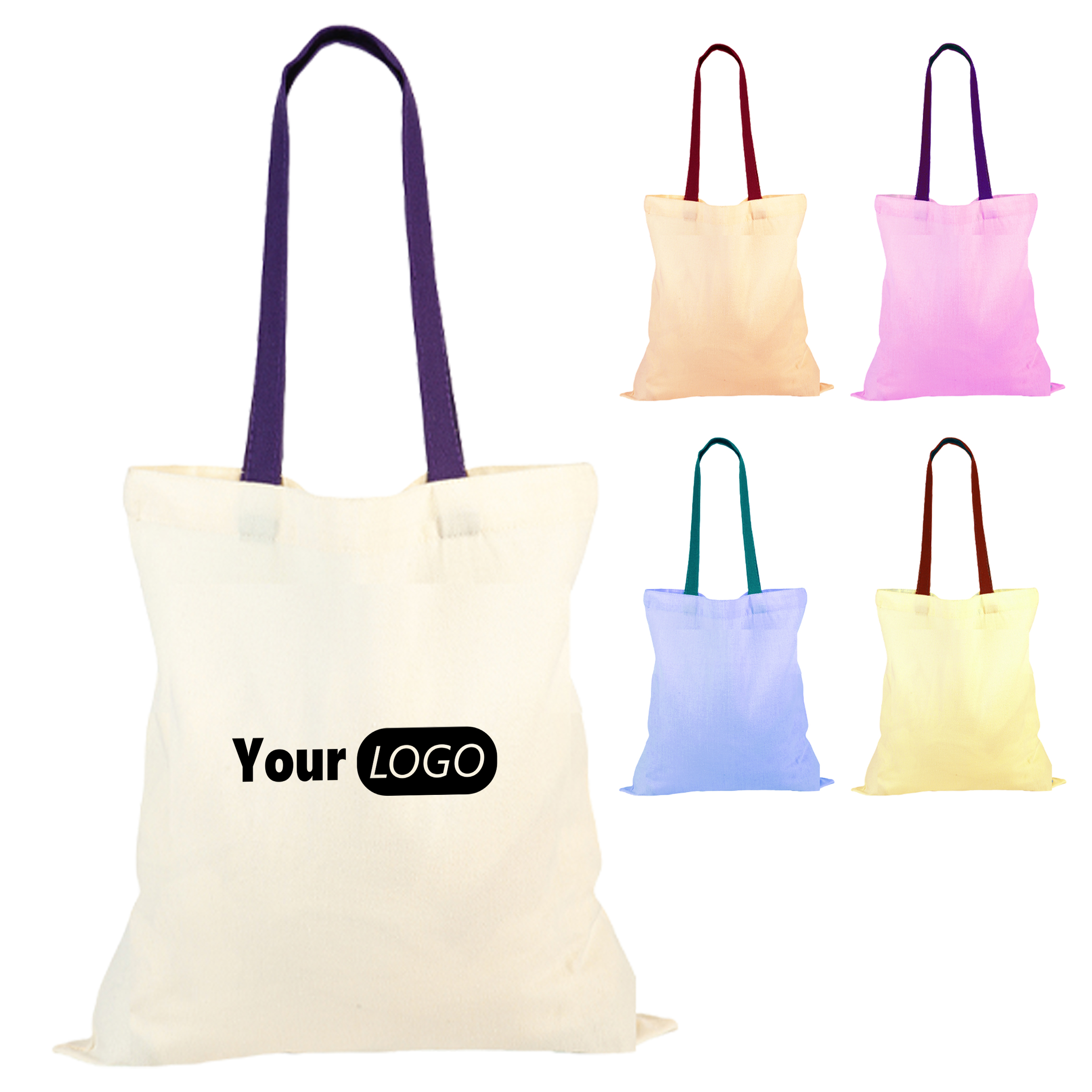 Canvas Solid Color Student Tote Bag, custom tote bag with logo imprint 3
