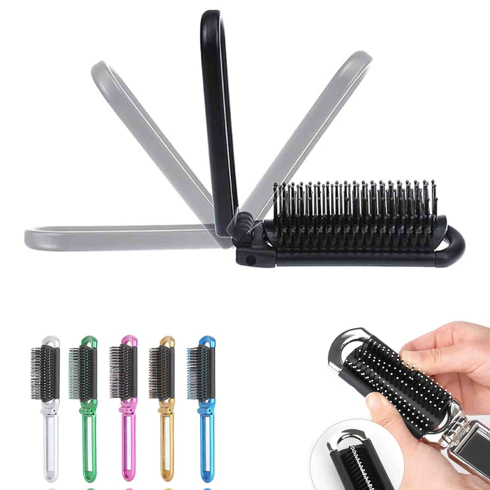 Travel Folding Hair Brush with Mirror, 2