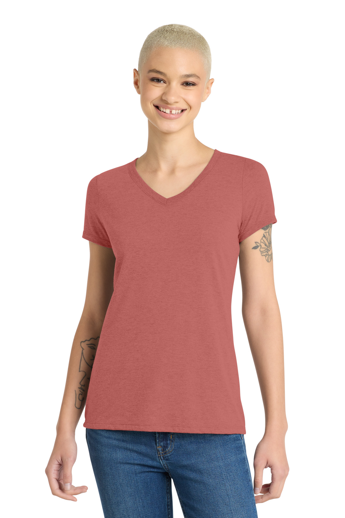 District Women's Perfect Tri V-Neck Tee. DM1350L 58