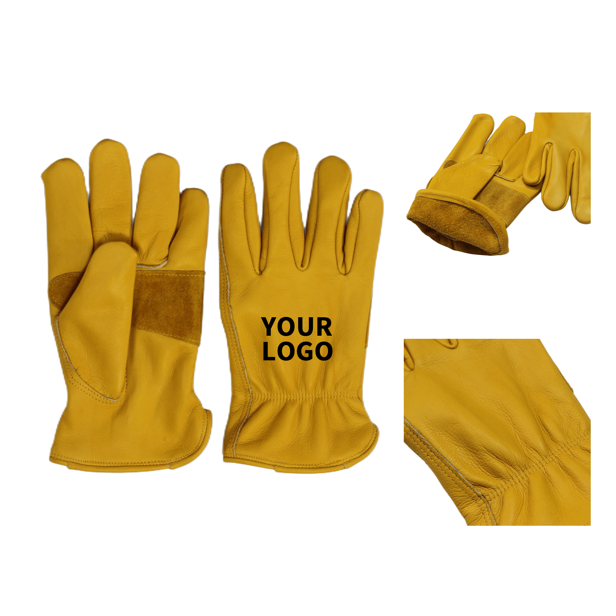 Cowhide Work Glove With Heat Transfer Mark 9.5" X 4.7" 3