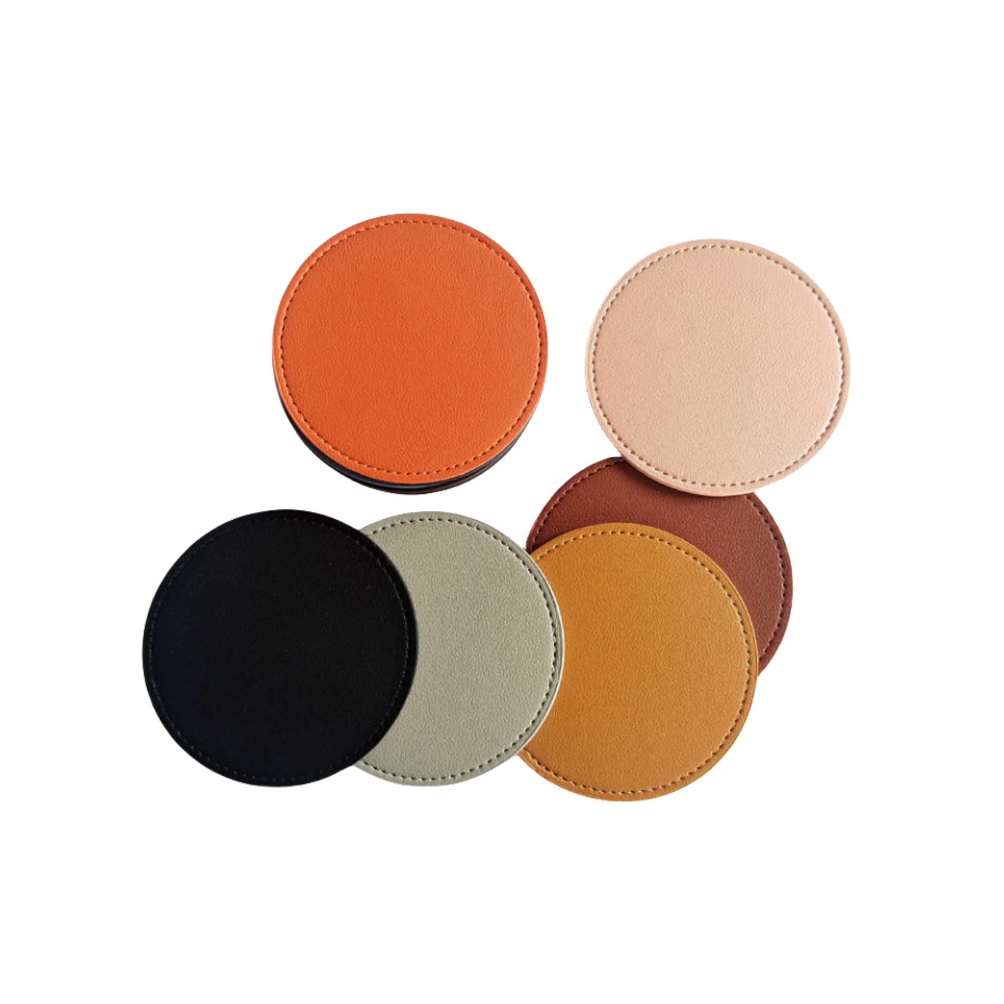 Round Leather Drink Coasters Protection for Home Decor 6