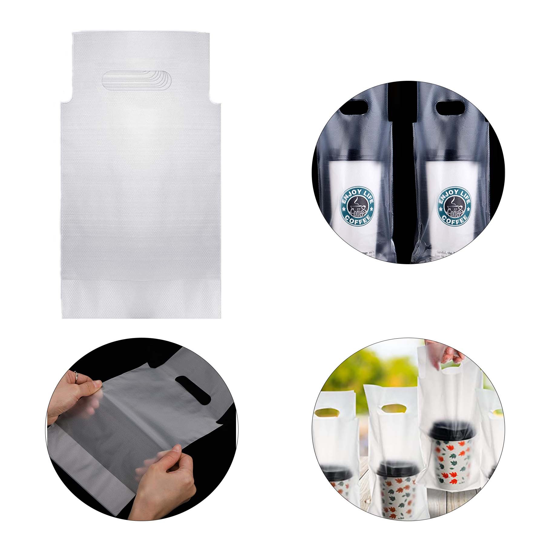 6 x 11 Inches Single Cup Plastic Bag With Handle 2