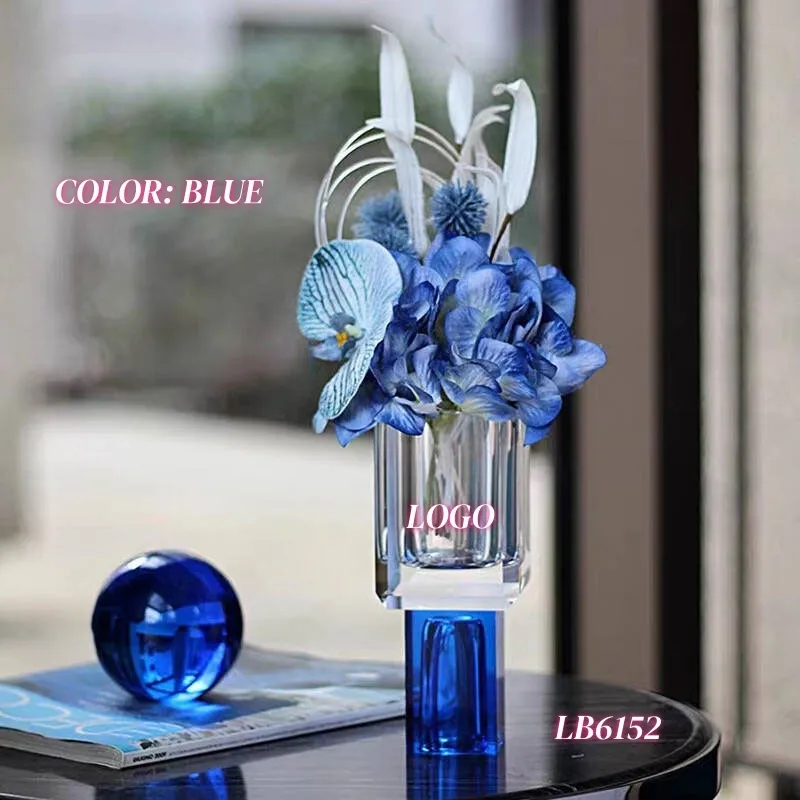 Engraved Crystal Flower Vase Tall for Centerpiece Wholesale 6