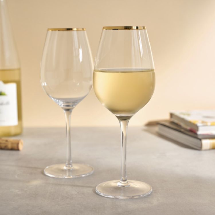 Twine Living® Gilded Stemmed Wine Glass, set of 2 2