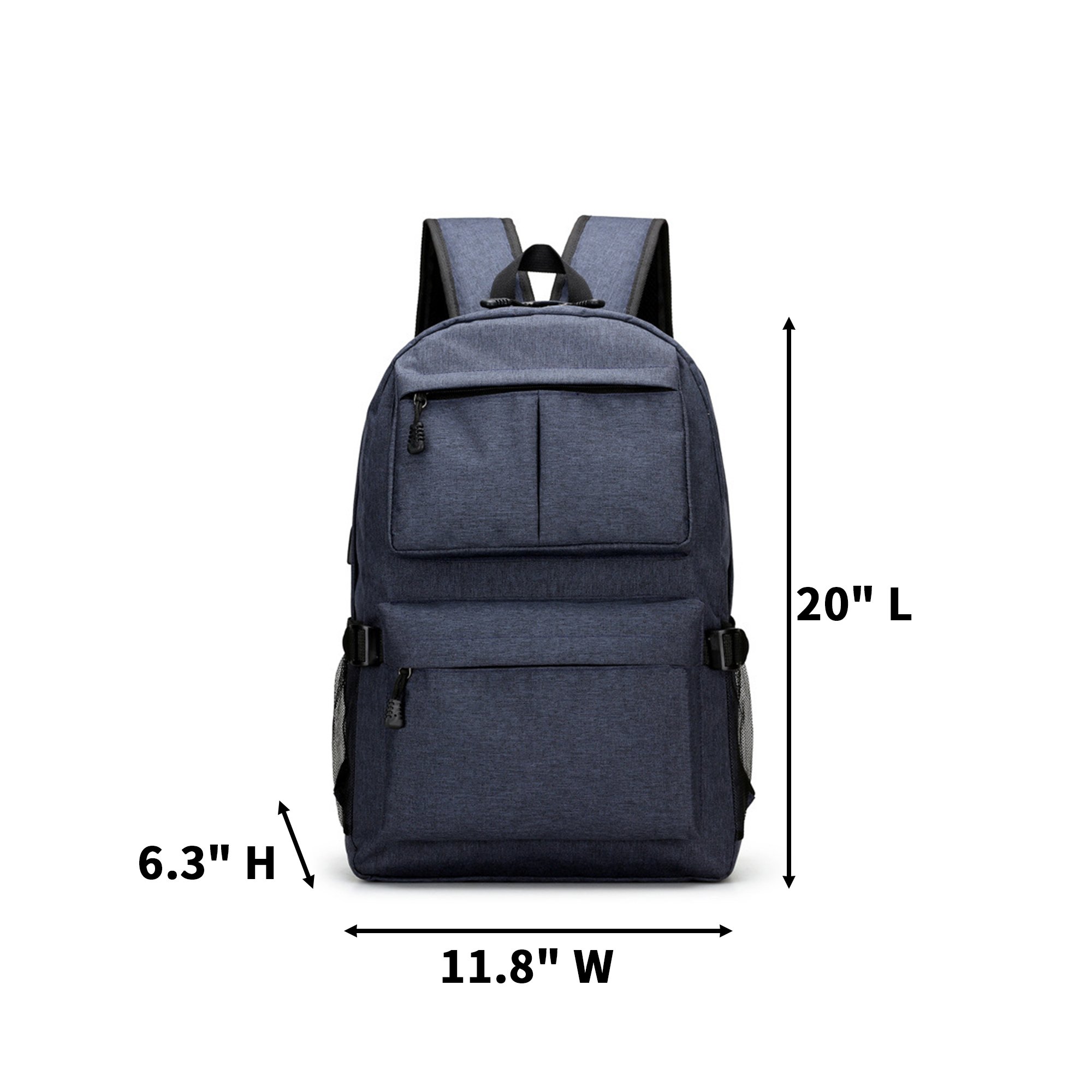 Oxford Laptop Backpack With External USB Port 20" Length X 11.8" Width X 6.3" Height 3